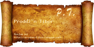 Prodán Tibor névjegykártya